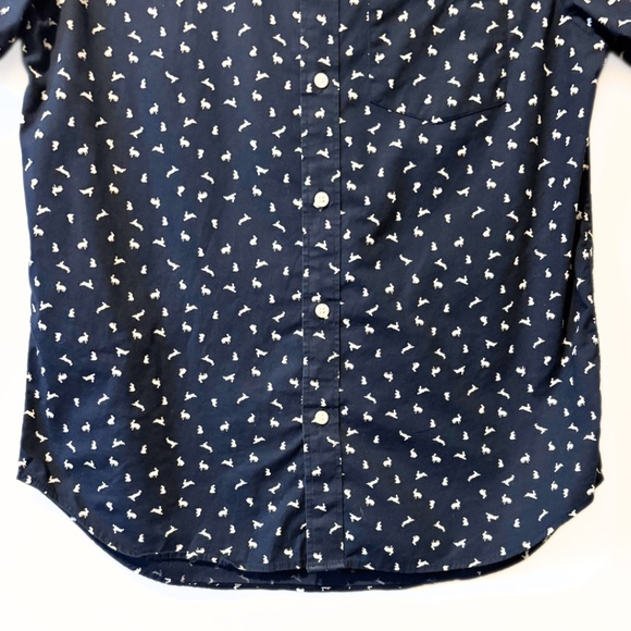 Old Navy The Classic Shirt Slim Fit Navy Rabbit Print Size M - Picture 4 of 8